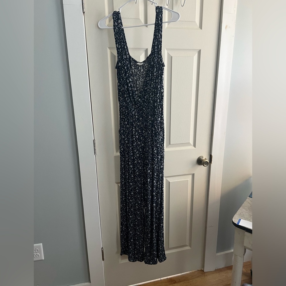 American Eagle Outfitters Navy Floral Maxi Jumpsuit